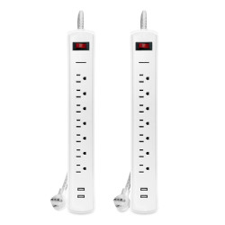 Regleta Bytech con 7 Tomacorrientes y 2 Puertos USB (2 unidades)