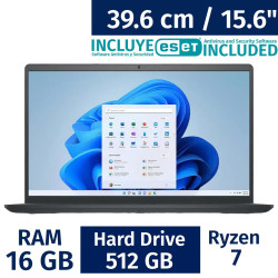 Laptop Dell 15.6 pulgadas (AMD Ryzen 7, 16GB RAM, 512GB SSD) con Antivirus ESET