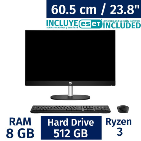Computadora All-in-One HP 23.8 pulgadas (8GB RAM, 512GB SSD) con Antivirus ESET