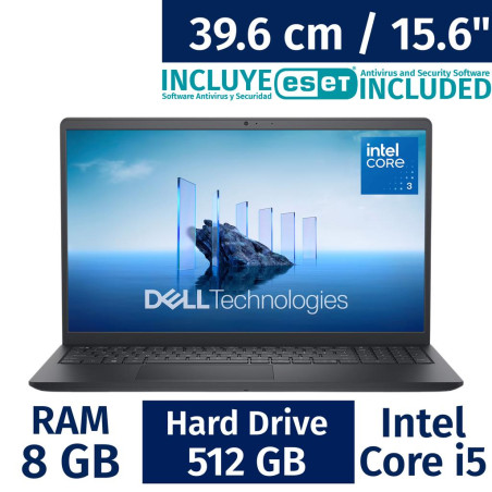 Laptop Dell 15.6 pulgadas (Intel Core i5-1334U, 8GB RAM, 512GB SSD) con Antivirus ESET