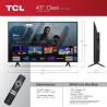 TCL 43" Class 4-Series 4K UHD HDR Smart Google TV - 43S446, modelo 2022